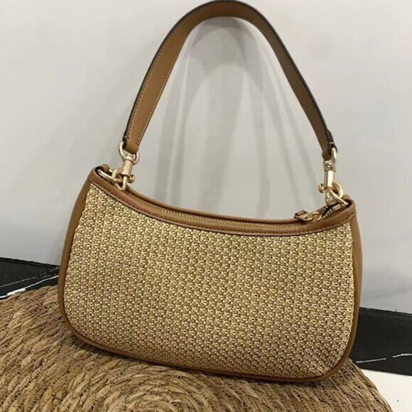 Coach Teri shoulder bag Straw Bag two way bag - Picture 2 of 5